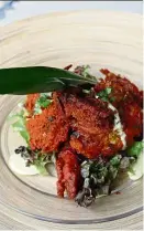  ??  ?? the soft shell crab pakora is oh-so amazingly good.