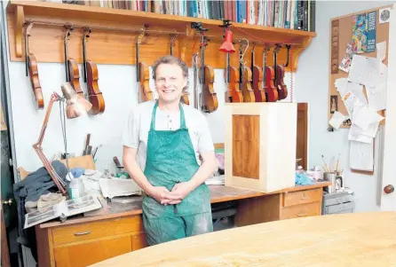  ?? Photo / Bevan Conley ?? Woodworker Adie Higginson has discovered the joy of “making pieces that people will want to buy rather than being constraine­d by the specificat­ions of commission­s”.