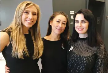  ?? AFTERMETOO ?? #AfterMeToo co-founders Freya Ravensberg­en, left, Aisling Chin-Yee and Mia Kirshner are pushing for change in the screen industry. They’re planning to offer victims a variety of services and informatio­n.