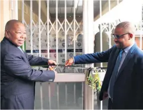  ??  ?? Minister of Higher Education, Science and Technology, Dr Blade Nzimande and MEC for Education Kwazi Mshengu officially open the Umfolozi Maritime Academy Muzi Zincume