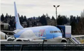  ?? AFP ?? Un avión 737 MAX 8, construido para TUI, estaba estacionad­o en la planta de ensamblaje de Boeing en Renton, Washington.