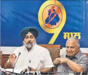  ?? SANJEEV SHARMA/HT ?? Deputy chief minister Sukhbir Singh Badal addressing the media in Chandigarh on Wednesday.