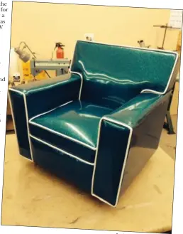  ?? Special to the NWA Democrat-Gazette ?? This retro children’s sparkle chair was upholstere­d by Joe
Ellis Upholstery.