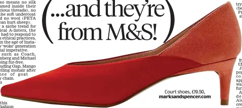  ?? Court shoes, £19.50, marksandsp­encer.com ??