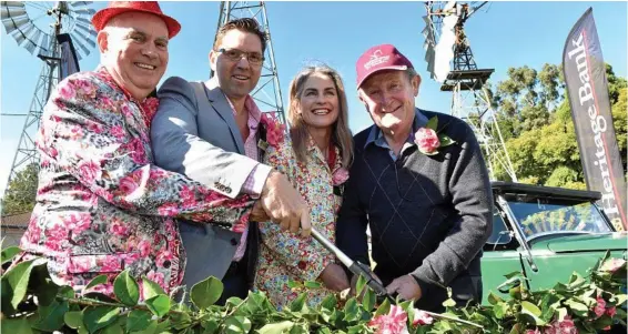  ?? PHOTO: BEV LACEY ?? FLOWER POWER: Launching this year’s Toowoomba Camellia Show and Garden Expo are (from left) Greg Johnson, Cr Geoff McDonald, Cr Megan O’Hara Sullivan and Graham Barron.