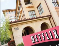  ?? RYAN ANSON/AFP ?? The Netflix company logo is seen at the Netflix headquarte­rs in Los Gatos, California.