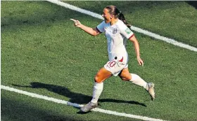  ??  ?? On target: Fran Kirby celebrates scoring against Sweden at this year’s World Cup