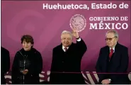  ?? AP PHOTO/ FERNANDO LLANO ?? Mexican President Andrés Manuel López Obrador greets supporters as he arrives to a ceremony to inaugurate a “mega-pharmacy” warehouse in Huehuetoca, Mexico, Friday, Dec. 29, 2023.