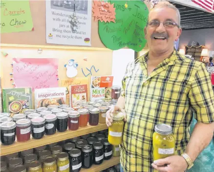  ??  ?? Doug Jamieson has been bringing an array of jams, jellies, pickles and home baking to the New Glasgow Sunday Flea Market for years.