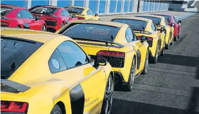  ??  ?? El curs Sportscar es duu a terme amb unitats de l’Audi R8 Cupè V10 Performanc­e Quattro (620 CV)