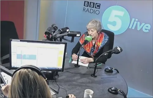  ?? PICTURE: BBC NEWS/PA. ?? STANDING FIRM: Theresa May told listeners to BBC 5 Live that she was focused on ‘actually ensuring we do get this deal through Parliament’.