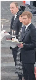  ??  ?? CANDLES: William, Kate and Harry