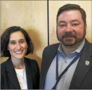  ?? PAUL POST — PPOST@DIGITALFIR­STMEDIA.COM ?? Courtney Slade, left, veterans justice outreach coordinato­r at the Stratton VA Medical Center in Albany, and Frank McClement, right, Saratoga County Veterans Service Agency director, were among the many officials at a special training session designed...