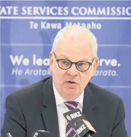  ?? Photo / Mark Mitchell ?? State Services Commission­er Peter Hughes called some behaviour “an affront to democracy”.