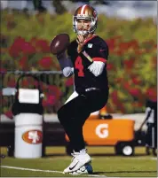  ??  ?? QB Nick Mullens acknowledg­es the changes required recently have been smooth, thanks to Kyle Shanahan.