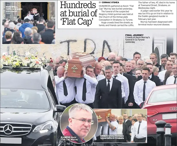  ??  ?? FINAL JOURNEY Crowds at Kevin Murray’s funeral in Co Tyrone yesterday