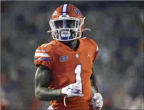  ?? PHELAN M. EBENHACK - THE ASSOCIATED PRESS ?? FILE - Florida wide receiver Kadarius Toney (1) sets up for a play during the first half of an NCAA college football game against Arkansas in Gainesvill­e, Fla., in this Saturday, Nov. 14, 2020, file photo.