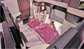  ?? QATAR AIRWAYS ?? Fliegen im Doppelbett in der neuen Qsuite von Qatar Airways.