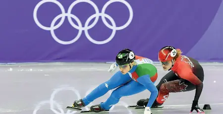  ??  ?? Atleta Arianna Fontana durante una gare alle olimpiadi di Pyeongchan­g: l’atleta è «ambasciatr­ice» della candidatur­a italiana