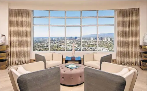  ?? Jim Bartsch ?? THE THREE-BEDROOM, five-bathroom 6,080-square-foot Century City penthouse offers mountain and city views.