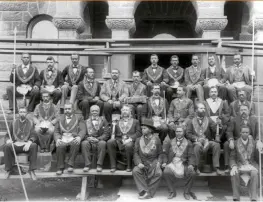  ??  ?? A divided brotherhoo­d Members of an African-American grand lodge in 1897. US Freemasonr­y has “been racially divided since 1775”, says John Dickie