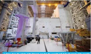  ??  ?? A picture shows the exterior of the Takomak seen from the assembly hall during the launch of the assembly stage of nuclear fusion machine “Tokamak” of the Internatio­nal Thermonucl­ear Experiment­al Reactor (ITER) in Saint-Paul-les-Durance, southeaste­rn France, on Tuesday.—AFP