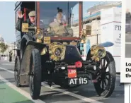  ?? ?? BELOW First across the event’s ceremonial finish line at Madeira Drive – the run officially ends at nearby Preston Park – was Stuart Evison’s 1902 Mors.
