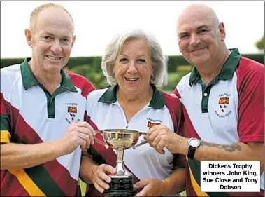  ??  ?? Dickens Trophy winners John King, Sue Close and Tony Dobson