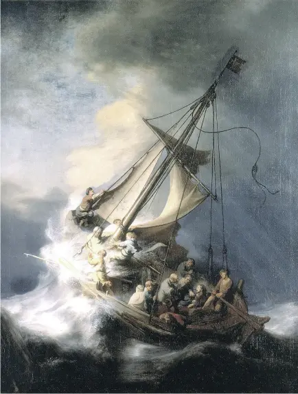  ?? COURTESY OF ISABELLA STEWART GARDNER MUSEUM / THE ASSOCIATED PRESS FILES ?? Rembrandt’s seascape, The Storm on the Sea of Galilee, was one of more than a dozen works of art stolen by burglars in the early hours of March 18, 1990, from the Stewart Gardner Museum in Boston.
