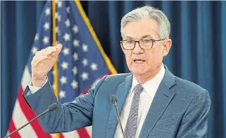 ?? /Reuters ?? Backup: US
Federal Reserve chair Jerome Powell says that the corporate credit markets have loosened up and started functionin­g after the central bank launched its backstop on Tuesday.