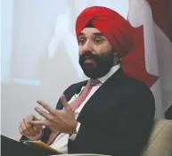  ?? JUSTIN TANG / THE CANADIAN PRESS ?? Minister of Innovation Navdeep Bains says developmen­t
of intellectu­al property will be a top priority.