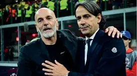  ?? (Afp) ?? Coppia Stefano Pioli e Simone Inzaghi, avversari questa sera a San Siro