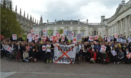  ??  ?? The Paradise Papers revealed that Oxford and Cambridge invested tens of millions in offshore funds, including a joint venture to develop oil exploratio­n and deep-sea drilling. Photograph: Cambridge University Zero Carbon Society