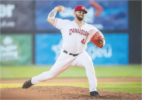  ?? MARK STEFFENS/VANCOuvER CANADIANS ?? Alek Manoah has allowed just two runs in nine innings of work while reaching 100 m.p.h. on the speed gun.