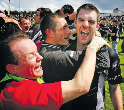 ??  ?? Kieran Quinn celebratin­g after Sligo’s Connacht SFC title win in 2007.