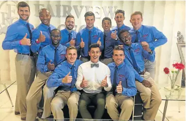  ?? Picture: GILLIAN McAINSH ?? HOPEFULS: The 2017 Mr PE UberMANn finalists are, back, from left, Sean Vianello, Xolile Stefane, Lafras Taljaard, Matthew Lombard, Jean Pierre Malgas, Joshua Minnie, Jon Paul Raper, front, Amandla Didiza, Tristan Ericcson, Mr PE 2016 Nik Affat, Patric...