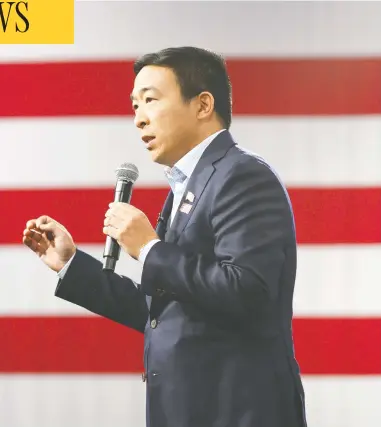  ?? STEPHEN MATUREN / GETTY IMAGES ?? Former presidenti­al candidate Andrew Yang wants limits put on Big Tech’s ability to monetize personal informatio­n.