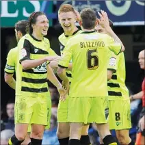  ??  ?? HAPPY CHAPPY: Byron Webster celebrates his goal