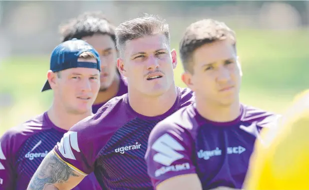  ?? Picture: GETTY IMAGES ?? HARD TOIL: Darryn Schonig looks on during the Melbourne Storm NRL training session at UWA Sports Park in Perth.