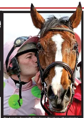  ?? PA ?? You beauty: David Mullins kisses Faugheen after winning the Ladbrokes Champion Stayers Hurdle