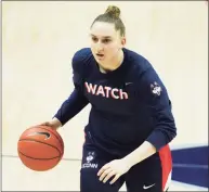  ?? David Butler II / USA Today ?? UConn guard Anna Makurat warms up before a game against Marquette on March 1 in Storrs.