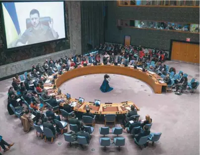  ?? / AP ?? El presidente de Ucrania, Volodimir Zelenski, habla en una reunión del Consejo de Seguridad de la ONU.