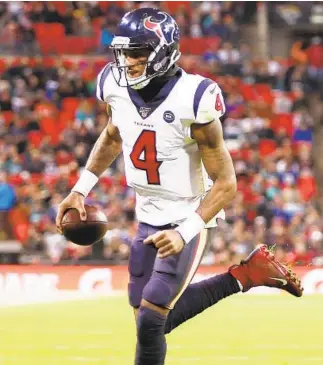 ?? JACK THOMAS/GETTY ?? Texans quarterbac­k Deshaun Watson will go against the Ravens’ Lamar Jackson in what is shaping up as one of the better QB matchups of the season.