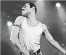  ??  ?? Rami Malek as Freddie Mercury in the upcoming film “Bohemian Rhapsody.”