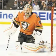  ?? Kelvin Kuo / Associated Press ?? Will Ducks goalie John Gibson, who is only 22, be able to handle the pressure in the playoffs?