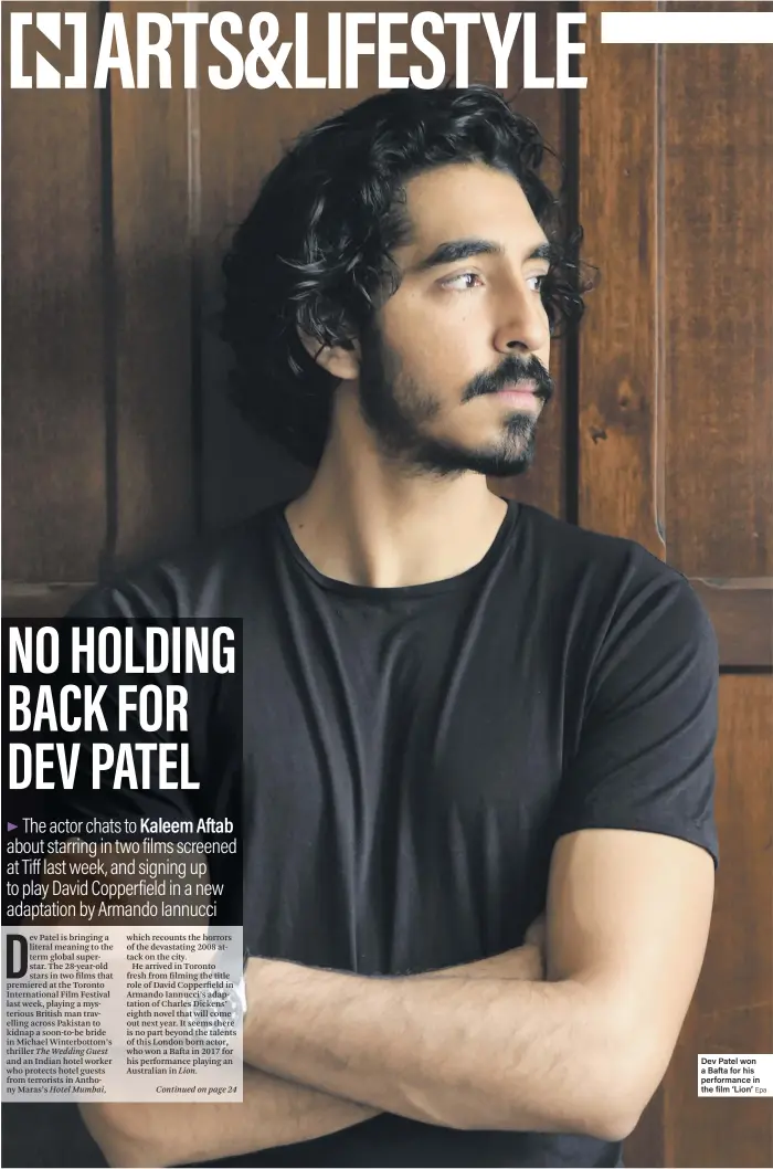  ?? Epa ?? Dev Patel won a Bafta for his performanc­e in the film ‘Lion’