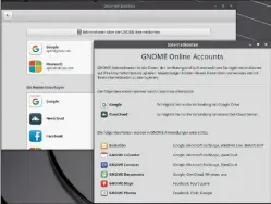  ??  ?? Integratio­n von Onlinekont­en: Der Schritt lohnt sich für einige Gnomeprogr­amme, ist aber besonders interessan­t für die Nemo-integratio­n von Google Drive und Nextcloud.