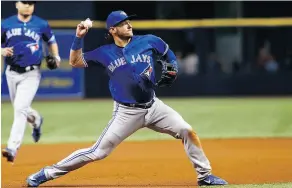  ?? BRIAN BLANCO / GETTY IMAGES ?? Blue Jays third baseman Josh Donaldson says his early-season “dead arm” shoulder problems are nearly all gone.