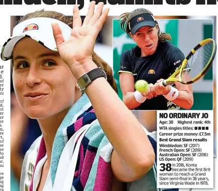  ?? REUTERS ?? Farewell: Konta waving at Wimbledon and (inset) losing the 2019 French Open semi-final