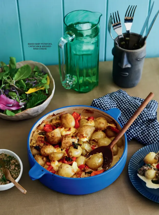  ?? ?? BAKED BABY POTATOES, CAPSICUM & WASHEDRIND CHEESE